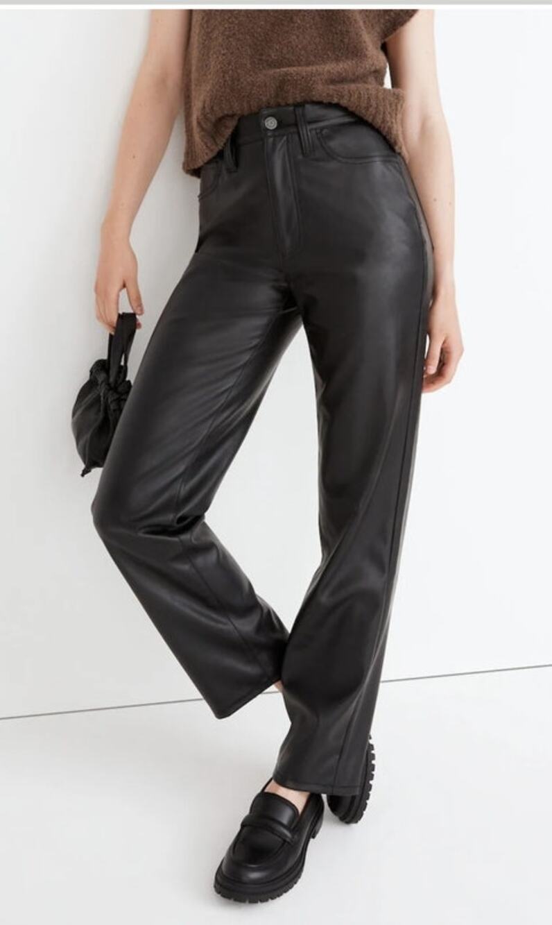 Madewell Jeans Pants 32T Black Faux Leather 90s Grunge Chic Edgy